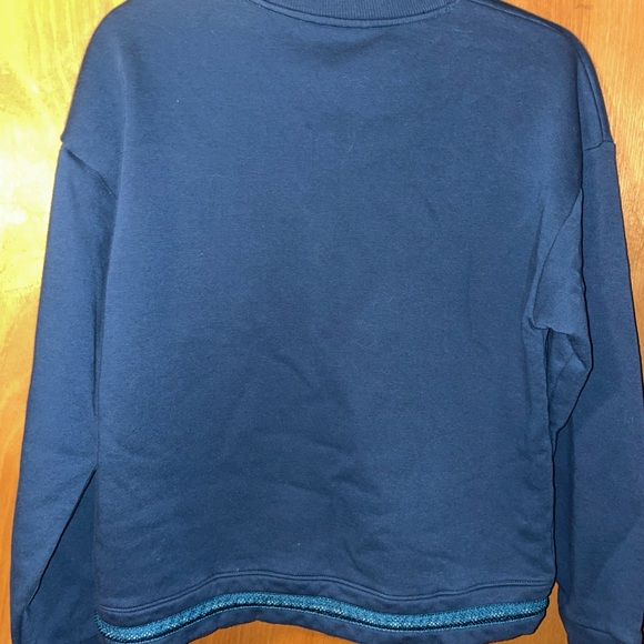Under Armour Women's Rival Fleece Mesh Crew Sweatshirt Cropped Blue Note Sz. Med - Picture 5 of 5